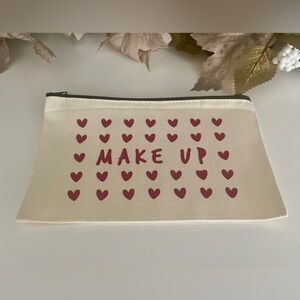 Handmade Makeup Pouch with Pink Hearts.